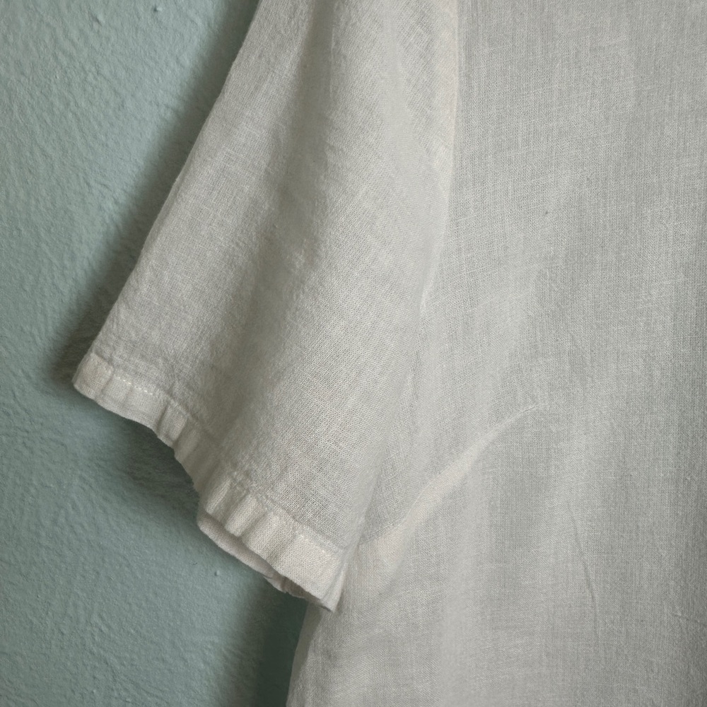 Liz Claiborne White Linen Blend Women’s Short Sleeve Shirt Size L - Picture 10 of 10